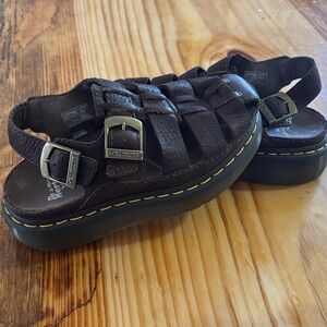 Dr. Martens Dark Brown Leather Platform Sandals